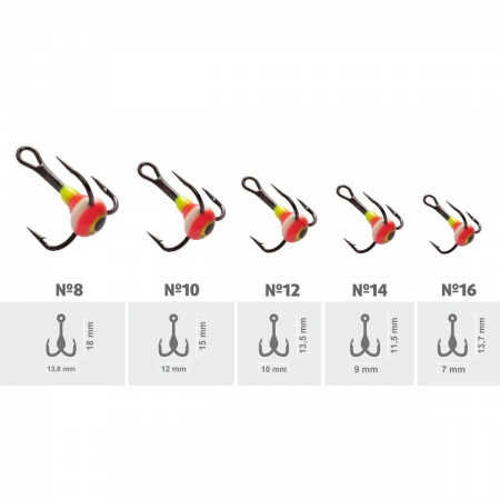 Тройник MUSTAD №12 3D глазок с эпоксидом 103P с фосфором (TRMS-12-E-103P) Helios