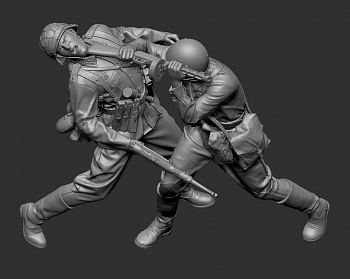 3016 Схватка автоматчика РККА с фельдфебелем пехоты Вермахта. Лето 1941-42г