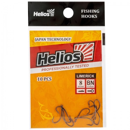 Крючок Limerick с кольцом №8 цвет BN (10шт) (HS-LIM-BN-9980-8) Helios