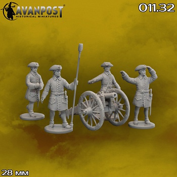 011.32АП 3-фунтовая пушка с расчётом (1708-1721)