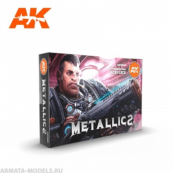 AK11608 Набор акриловых красок METALLICS SET