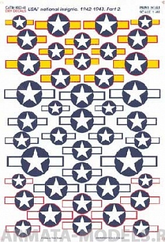 PS0003-48 Декаль Опознавательные знаки ВВС США 1942-43 гг