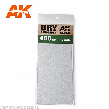 AK9038  Dry Sandpaper 400 Grit. 3 units AK9038  Dry Sandpaper 400 Grit. 3 units