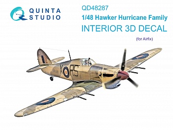 QD48287 3D Декаль интерьера кабины семейства Hawker Hurricane (Airfix)