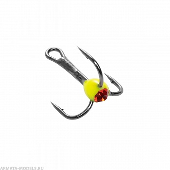 Тройник фосфорный со стразом (желтый) №10 Premier Fishing