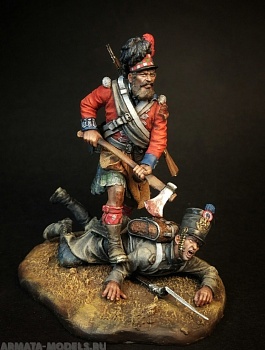 VD-54003(M). Сапер 42-го (Королевских Шотландских горцев) пехотного полка quot;Черная Стражаquot; и французский пехотинец, 1815 г. (комплект из 2 фигур) 54 мм. Материал - белый металл.