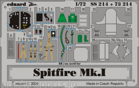 SS214 Фототравление Spitfire Mk.I	 For TAMIYA kit