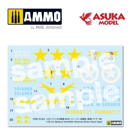 ASUKA35025 Сборная модель SHERMAN M4A1 ASUKA