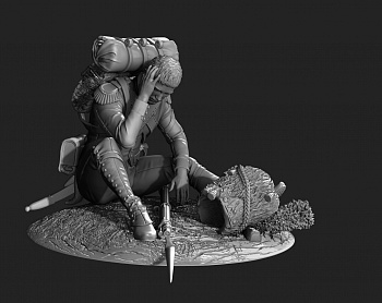 CHM-75007. Раненый гренадер Французской Императорской гвардии, 1808-15 гг. (фигура без подставки). 75 мм. Материал – смола