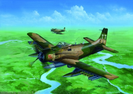 02254 Самолет  A-1H AD-7 Skyraider  Trumpeter