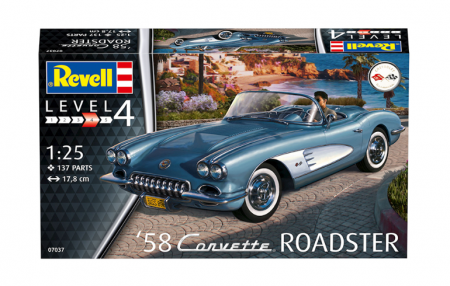 07037 Кабриолет Corvette Roadster 1958 года Revell