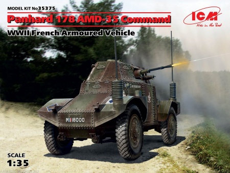 35375 Командирская машина Panhard 178 AMD-35, Французский бронеавтомобиль II МВ ICM 35375 Командирская машина Panhard 178 AMD-35, Французский бронеавтомобиль II МВ ICM