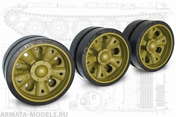 35238MIN T-62 комплект опорных катков, включает 12шт. со стандартной и 8шт. с усиленной ступицами