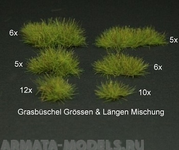 GL306 Grass Tufts, different sizes & shapes, light green