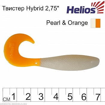 Твистер Hybrid 3,15"/8,0 см Pearl & Orange 7шт. (HS-14-019) Helios