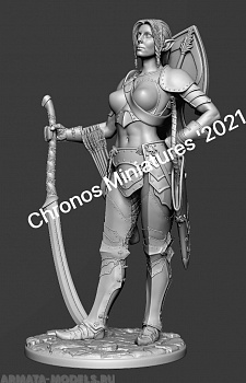 CHM-75049. Миры Фэнтези: Эльфийская воительница. 75 мм. Материал - смола.