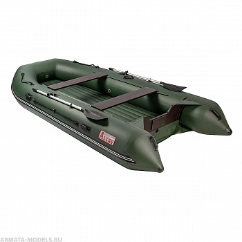 Лодка Алтай А380 зеленый, надувное дно Тонар