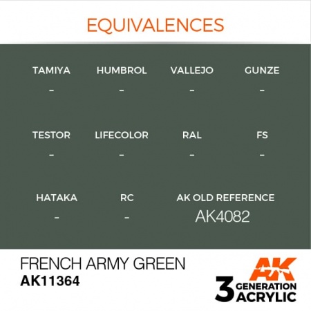 AK11364 Краска акриловая 3Gen French Army Green