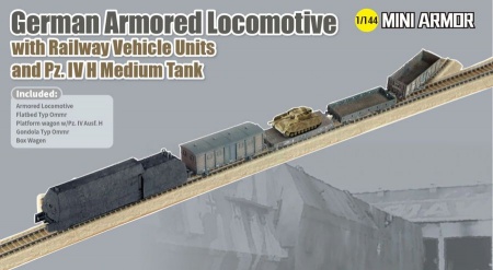 14152Д GERMAN ARMORED LOCOMOTIVE w/RAILWAY VEHICLE UNITS A Dragon