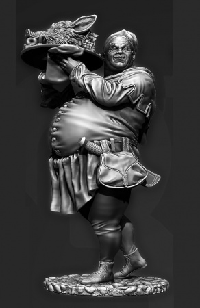 CHM-54163(M). Средневековый повар. 54 мм.  Материал - белый металл. Chronos Miniatures