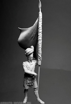 VD-54007(M). Знаменосец 42-го (Королевских Шотландских горцев) пехотного полка quot;Черная Стражаquot;, 1815 г. 54 мм. Материал - белый металл.