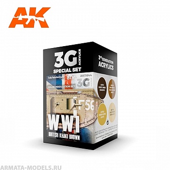 AK11644 Набор красок WWI BRITISH COLORS MOD 3G AK11644 Набор красок WWI BRITISH COLORS MOD 3G