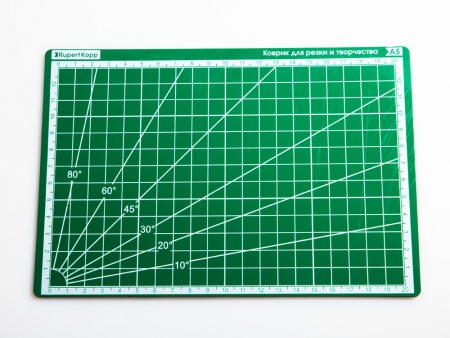 100140RK Коврик для резки А5, 3 слоя, зеленый, цветочки