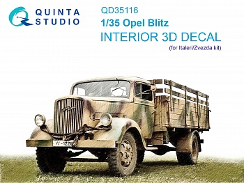 QD35116 3D Декаль интерьера кабины Opel Blitz (Italeri/Звезда)