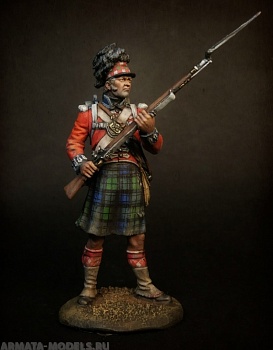 VD-54004(M). Рядовой (№1) 42-го (Королевских Шотландских горцев) пехотного полка quot;Черная Стражаquot;, 1815 г. 54 мм. Материал - белый металл.