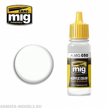 AMIG0050 Ammo Mig Акриловая краска MATT WHITE 17 мл