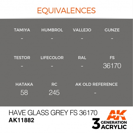 AK11882 Краска акриловая 3Gen Have Glass Grey FS 36170