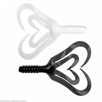 Твистер несъедоб. Credo Four tail 3,35''/8,5 см Black & White 100шт. (HS-20-023-N) Helios( цена указана за упаковку, в количестве 100шт.)