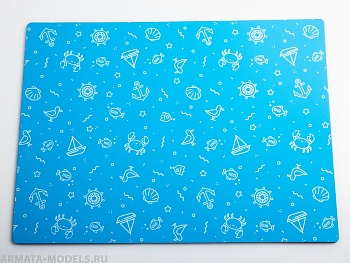 100131RK Коврик для резки А4, 3 слоя, лазурный, морская тема
