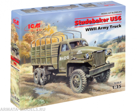 35511 Studebaker US6, Армейский грузовой автомобиль ICM 35511 Studebaker US6, Армейский грузовой автомобиль ICM