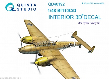 QD48192 3D Декаль интерьера кабины Bf 110C/D (для модели Cyber-hobby)