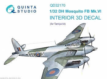 QD32170 3D Декаль интерьера кабины DH Mosquito FB Mk.VI (Tamiya)
