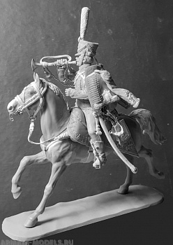 CHM-54272(M). Трубач армейских гусарских полков, Россия 1812-14 гг.  54 мм. Материал - белый металл.