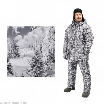 Костюм охотника зимний Сентелек Комфорт, цв.Зимний Лес, Алова р.60-62 Helios