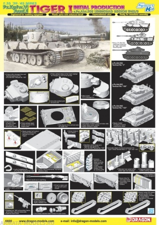6600Д Танк 1/35 Tiger I, Initial Production s.Pz.Abt.502 Leningrad Region 1942/3 Dragon