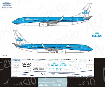 738-039 Декаль для самолета Boeing 737-800 KLM 1/144