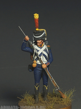 CHM-54164. Вольтижер легкой пехоты, Франция 1809-12 гг. (3 варианта голов). 54 мм. Материал - смола.