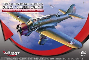481313 Самолет PZL.43 1939 VER+PROTOTYPE LIGHT BOMBER AND RECONNAISSANCE AIRCRAFT(Mirage Hobby) 1/48
