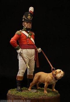 VD-54013(M). Британский пехотный офицер с бульдогом, 1812-14 гг. 54 мм. Материал - белый металл.