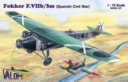 72054 Самолет Fokker F.VIIb/3m Spanish Civil War Valom