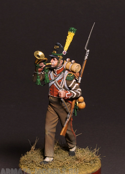 CHM-54215(M). Корнет вольтижеров пехотных полков Португальского легиона, 1809-14 гг.  54 мм. Материал - белый металл.