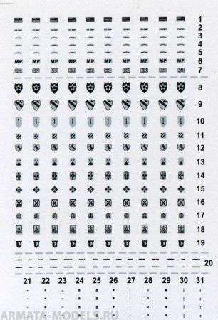 ADG3504 Декаль Modern US Army Rank Marking