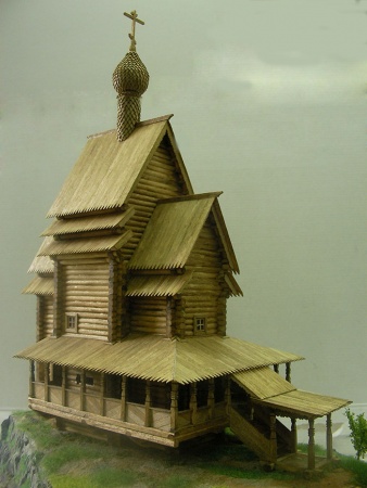 1308 сборная деревянная модель Георгиевская церковь СВ Модель