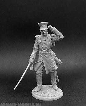 CHM-54246(М). Обер-офицер пехотных полков в сюртуке, Россия 1812-14 гг. 54 мм. Материал - белый металл.