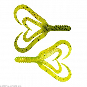 Твистер несъедоб. Credo Four tail 3,35''/8,5 см Green Lime 100шт. (HS-20-010-N) Helios( цена указана за упаковку, в количестве 100шт.)