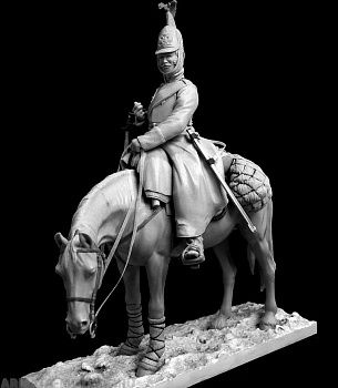 CHM-54236. Рядовой армейских кирасирских полков в зимней форме одежды, Россия 1812-14. 54 мм. Материал - смола.